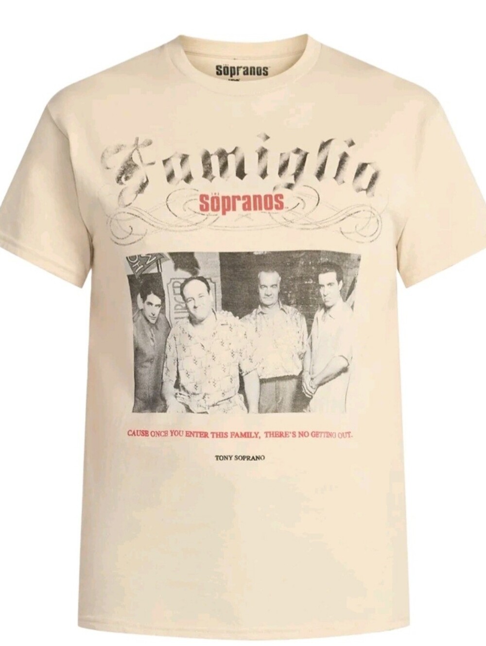 The Sopranos Famiglia Tony Soprano Graphic T-Shirt Mens 3XL Sand Beige NWT
